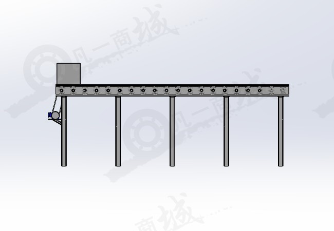 圓皮帶傳動(dòng) 滾筒輸送線流水線設(shè)計(jì)3D模型圖紙 模型截圖[2]