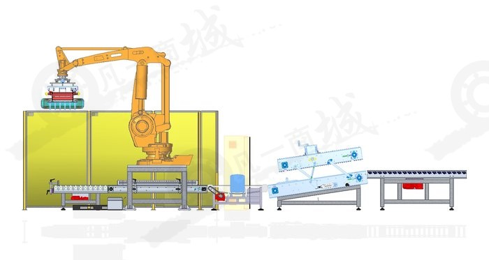 機器人碼垛機系統(tǒng)-自動化碼垛生產(chǎn)線設計模型 模型截圖[2]
