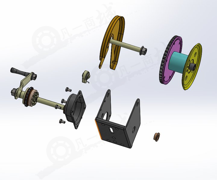 手動(dòng)卷揚(yáng)機(jī)3D圖紙 模型截圖[5]