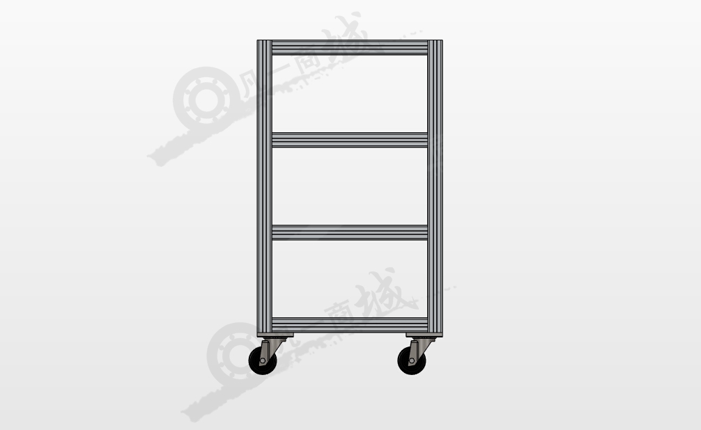 40x40鋁型材多層置物架推車 模型截圖[3]