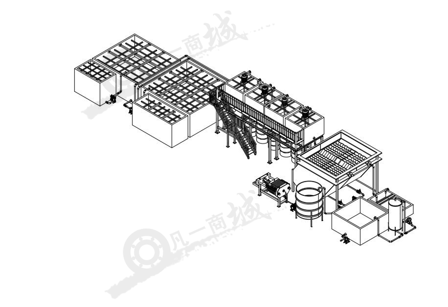 廢水處理系統(tǒng)方案圖3D圖 模型截圖[2]
