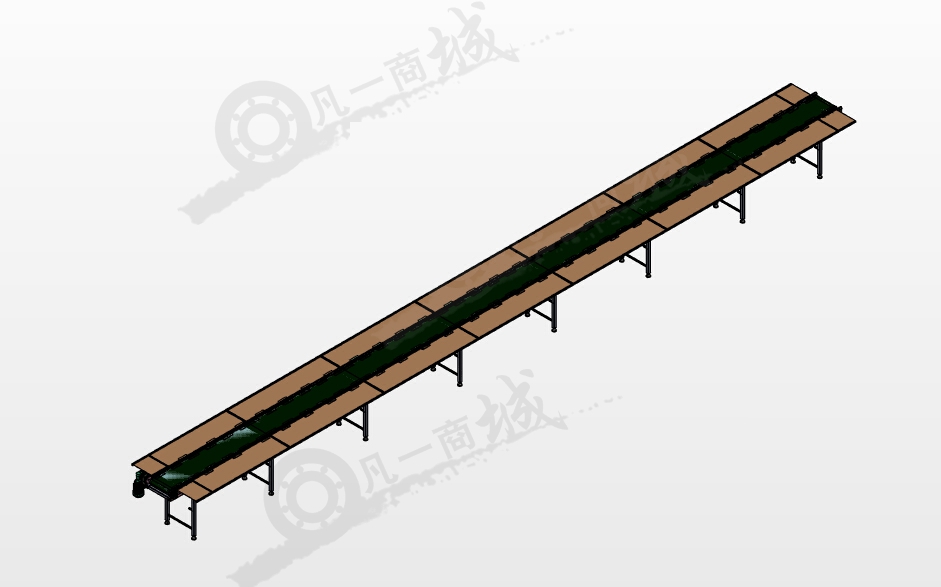 兩側(cè)帶拖板長(zhǎng)型輸送機(jī)3D模型圖 模型截圖[1]