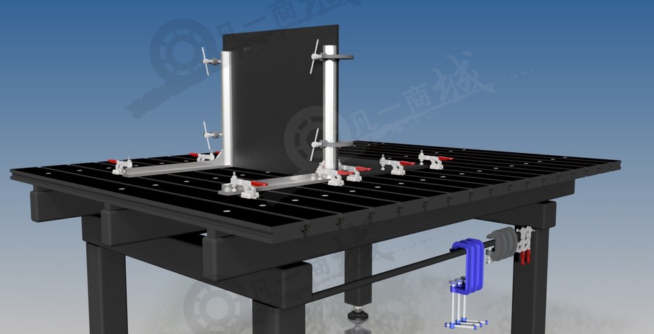 帶夾具焊接工作臺3D圖 模型截圖[1]