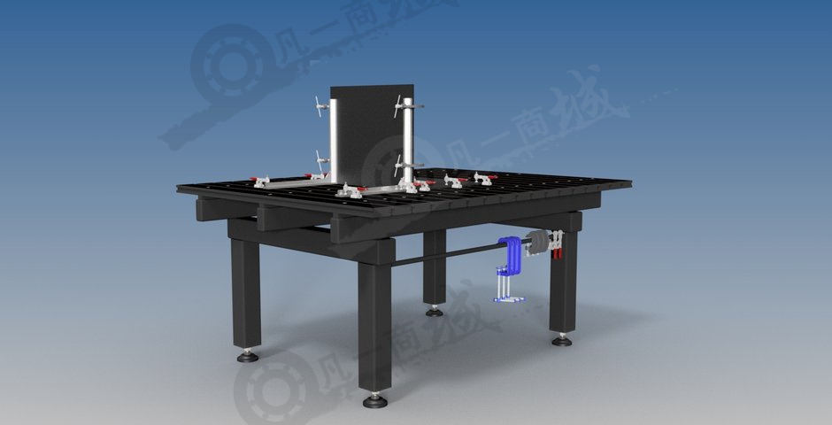 帶夾具焊接工作臺3D圖 模型截圖[2]