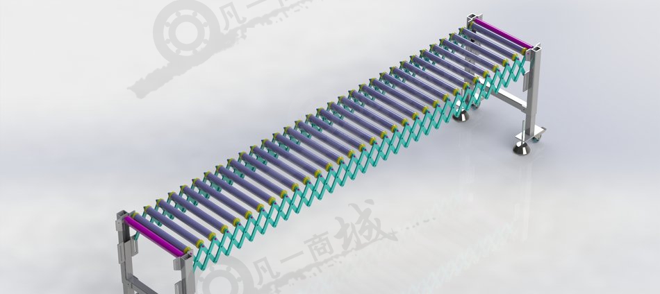 手風(fēng)琴式可伸縮滾筒輸送機3D圖 模型截圖[1]
