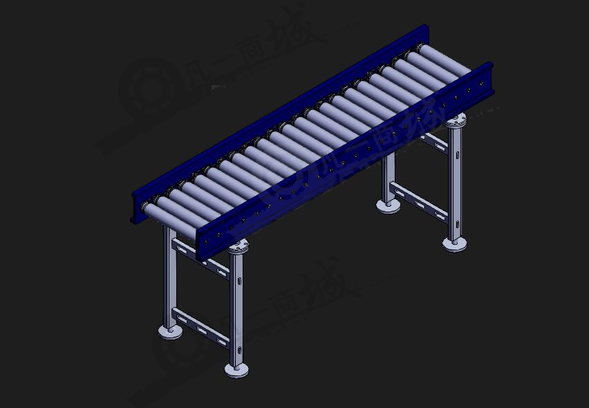 皮帶傳動(dòng)滾筒輸送機(jī)3D圖 模型截圖[1]