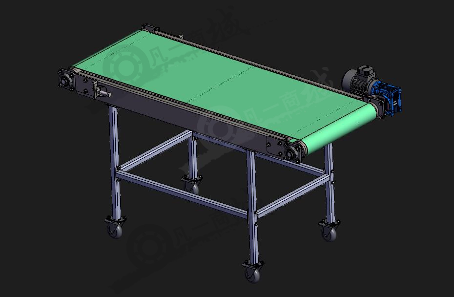 帶腳輪可移動PVC皮帶輸送機SW圖 模型截圖[1]