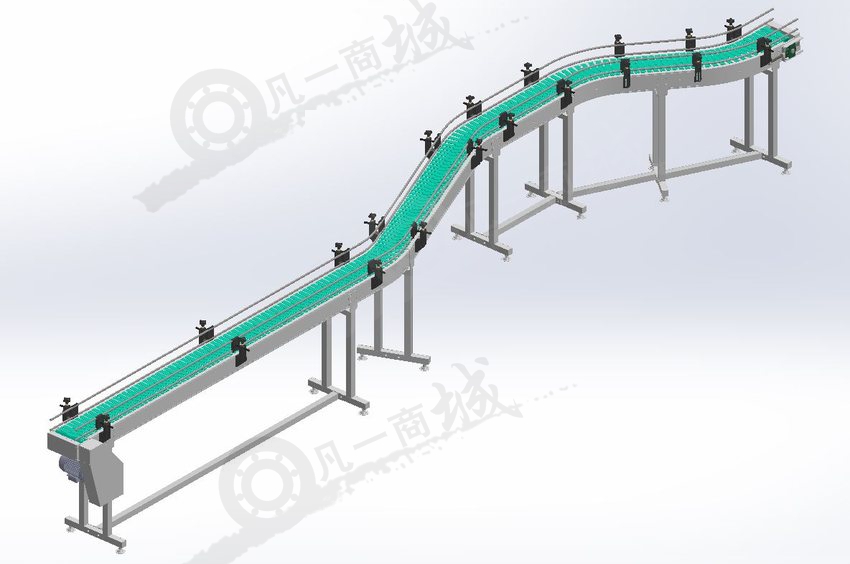 可彎曲塑料鏈條輸送機(jī)3D圖 模型截圖[1]