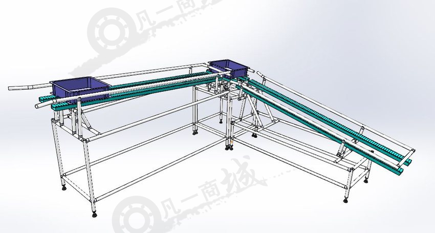 90度拐彎無動(dòng)力滾子輸送機(jī)3D圖 模型截圖[2]