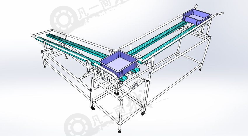 90度拐彎無動(dòng)力滾子輸送機(jī)3D圖 模型截圖[1]
