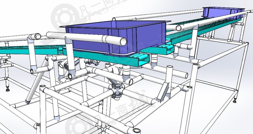 90度拐彎無動(dòng)力滾子輸送機(jī)3D圖 模型截圖[3]