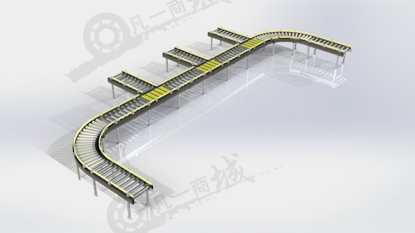 三線合一滾筒輸送線3D模型 模型截圖[1]