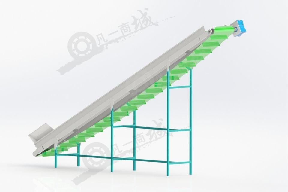 帶擋塊PVC提升輸送機(jī)-礦場輸送線3D模型 模型截圖[1]