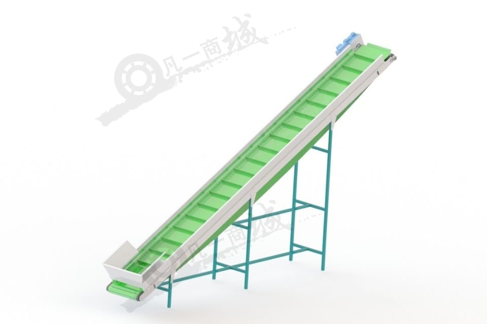 帶擋塊PVC提升輸送機(jī)-礦場輸送線3D模型 模型截圖[3]