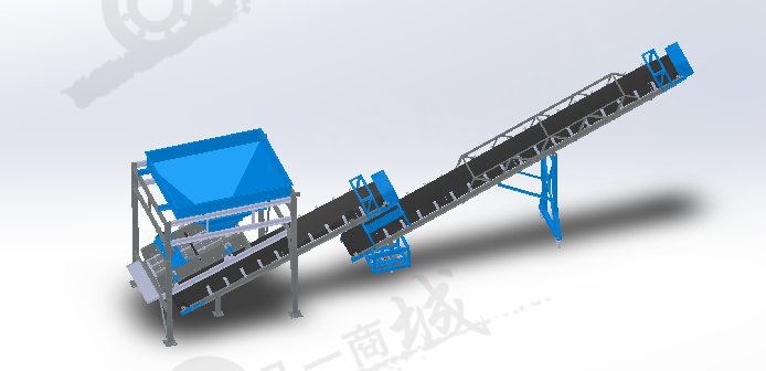 砂子篩選輸送線-二段傾斜砂石輸送帶3D模型圖 模型截圖[1]