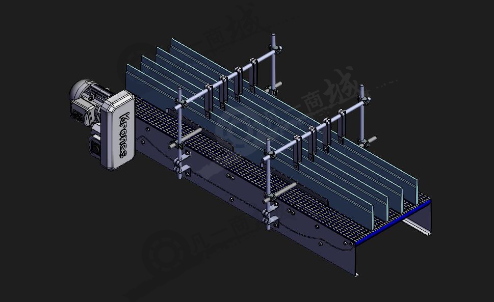 帶導(dǎo)向板半瓶子輸送機(jī)-滾輪流水線3D模型 模型截圖[1]