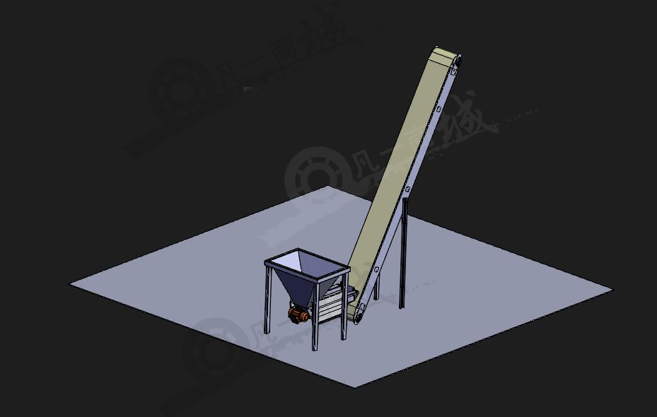 帶料斗的提升輸送機(jī)-傾斜輸送線3D模型 模型截圖[1]
