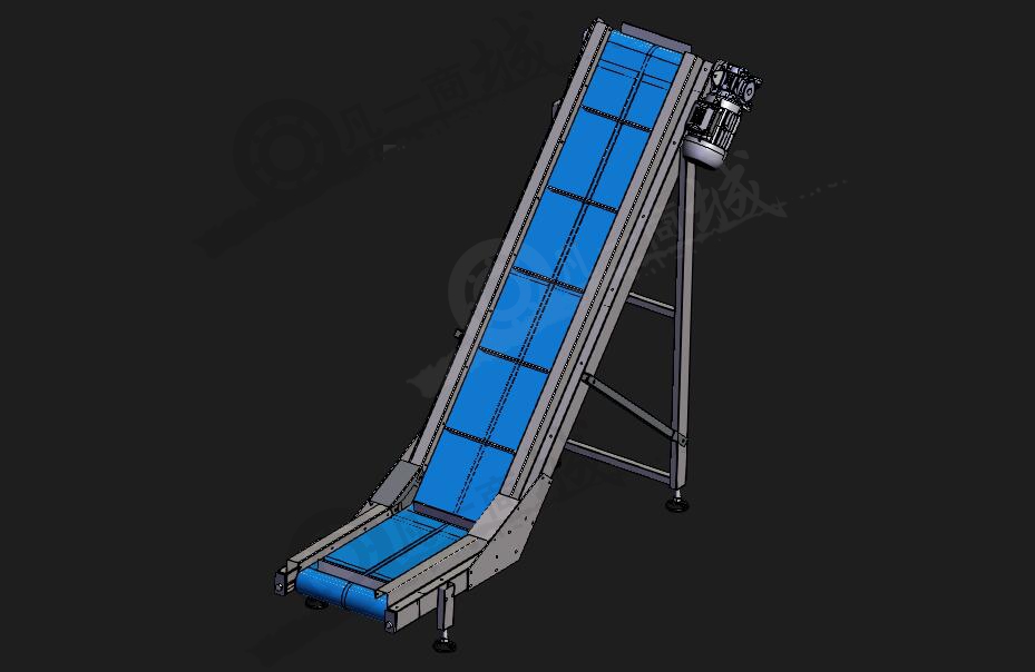 L形提升輸送機(jī) 帶擋板輸送線3D模型圖 模型截圖[1]