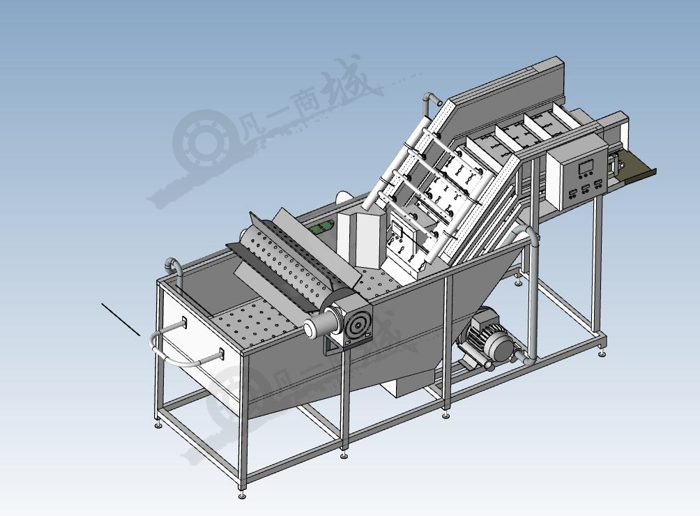 水果蔬菜氣泡清洗機(jī)-流水線3D模型 模型截圖[1]