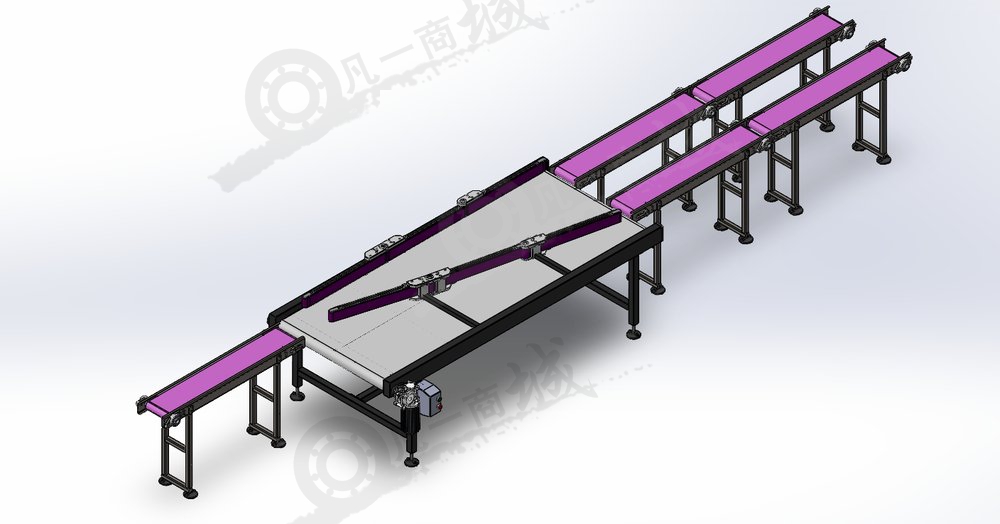 兩路合并皮帶輸送機(jī)-流水線設(shè)計(jì)模型3D圖 模型截圖[1]