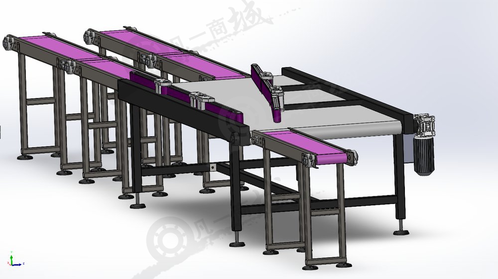 兩路合并皮帶輸送機(jī)-流水線設(shè)計(jì)模型3D圖 模型截圖[4]