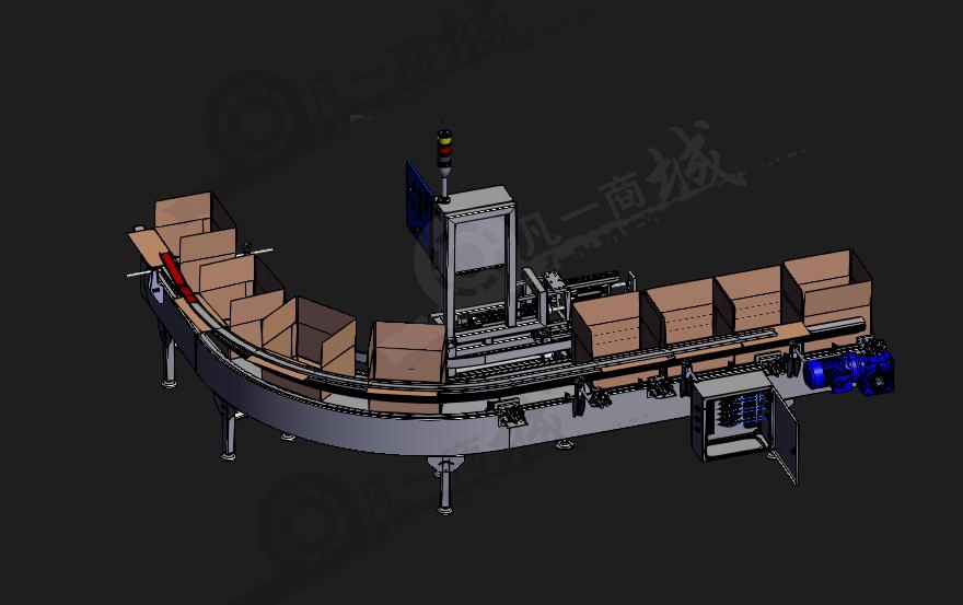 空紙箱傳送帶-紙箱拐彎流水線設(shè)計(jì)模型3D圖 模型截圖[1]