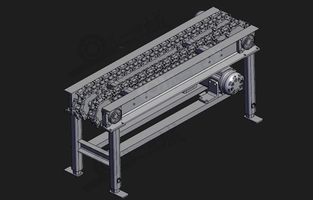 帶刮板鏈條輸送機(jī)-鏈?zhǔn)捷斔途€模型3D圖 模型截圖[1]