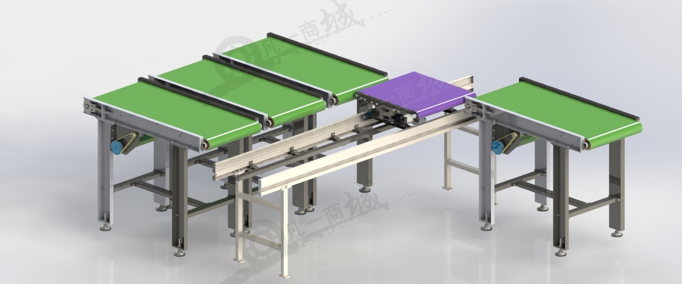 分流皮帶輸送機(jī)-自動(dòng)分揀輸送線系統(tǒng)3D模型 模型截圖[2]