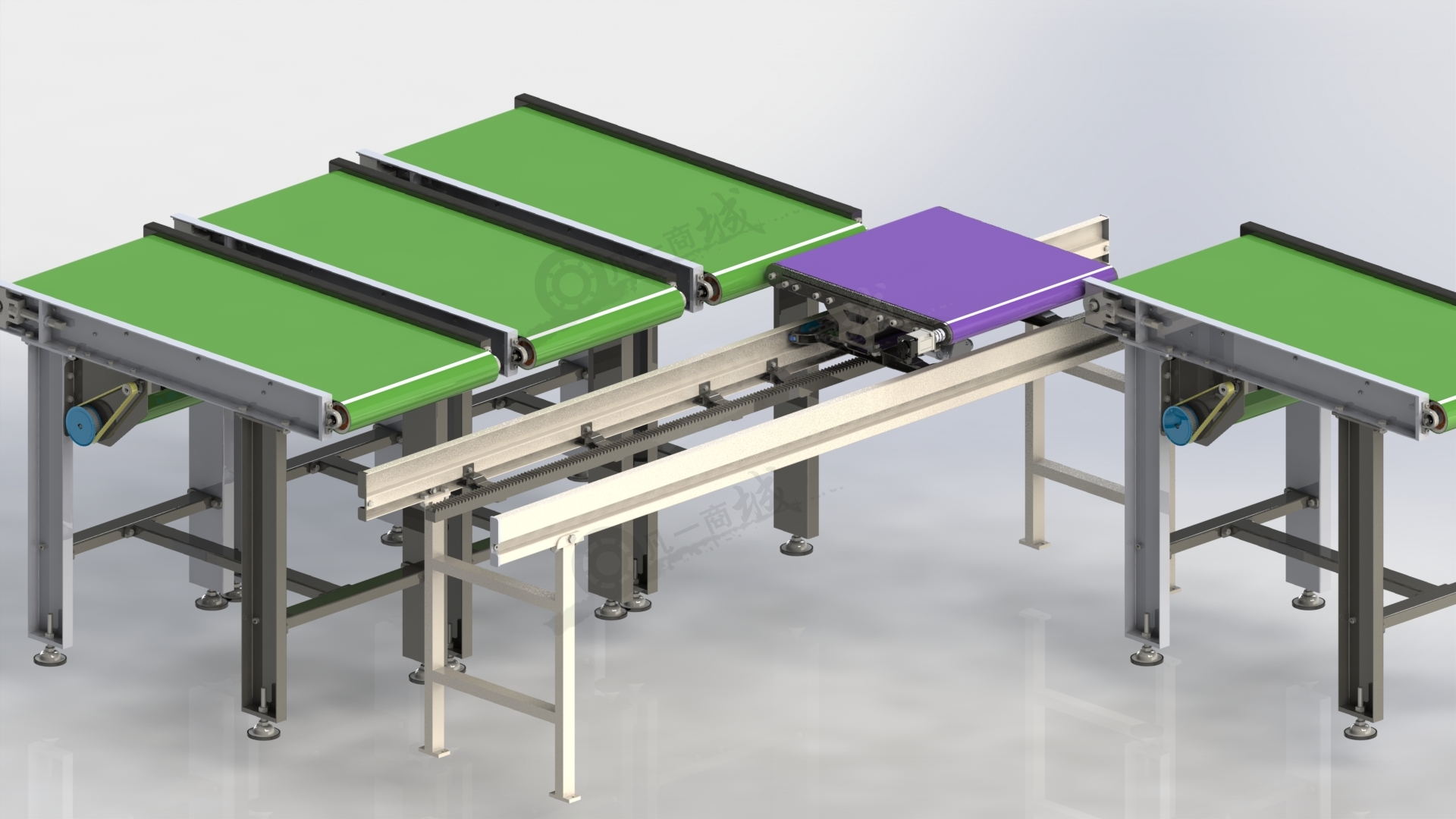 分流皮帶輸送機(jī)-自動(dòng)分揀輸送線系統(tǒng)3D模型 模型截圖[3]