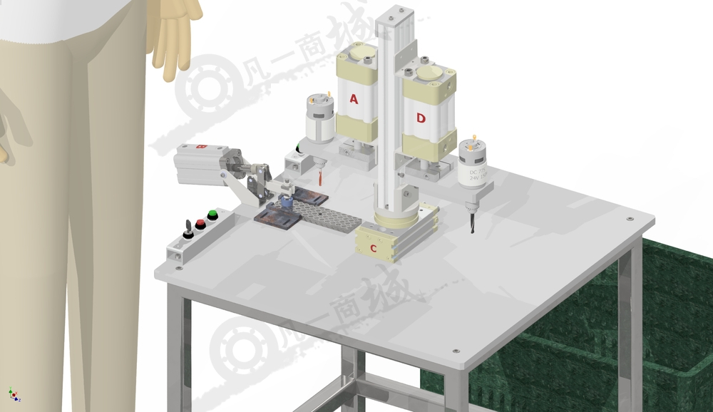 半自動雙鉆孔機-鉆孔臺設(shè)備模型3D圖 模型截圖[2]