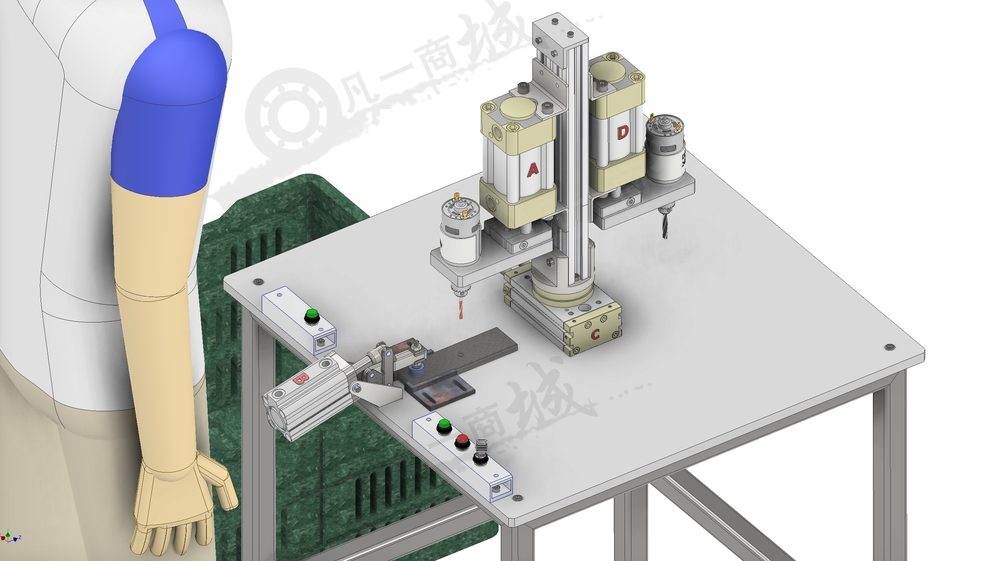 半自動雙鉆孔機-鉆孔臺設(shè)備模型3D圖 模型截圖[5]