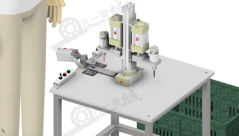 半自動雙鉆孔機-鉆孔臺設(shè)備模型3D圖 模型截圖[3]