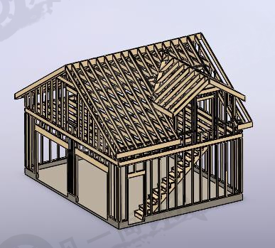 雙層木屋設(shè)計(jì)圖紙-建筑房屋木屋三維模型圖 模型截圖[2]
