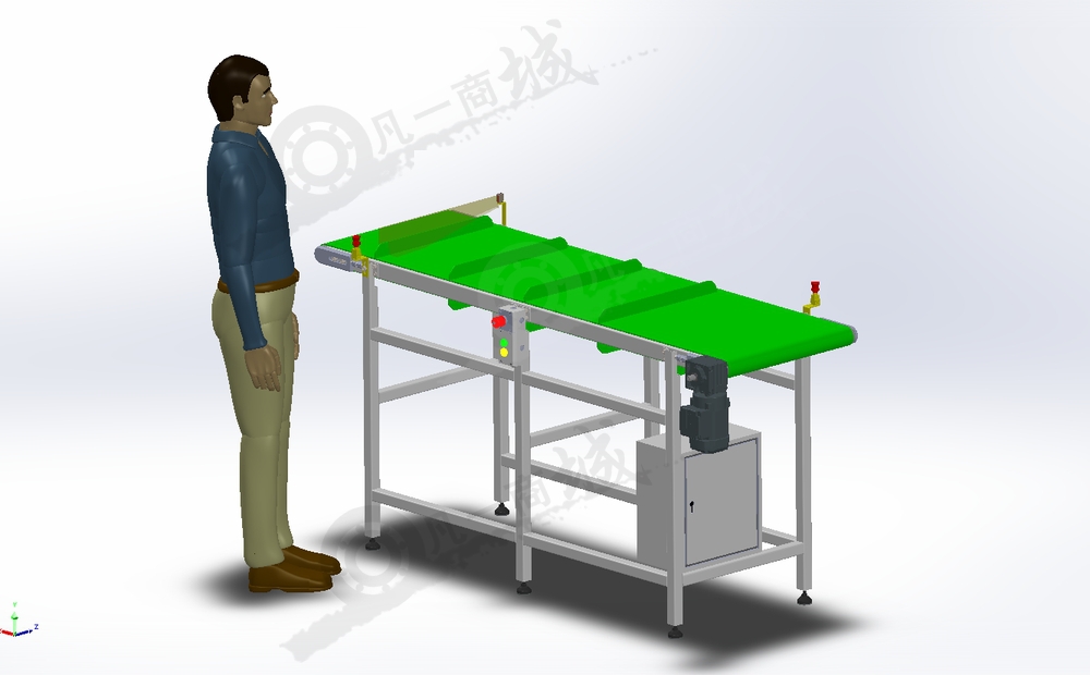 帶隔板皮帶輸送機-小型輸送線模型3D圖 模型截圖[1]