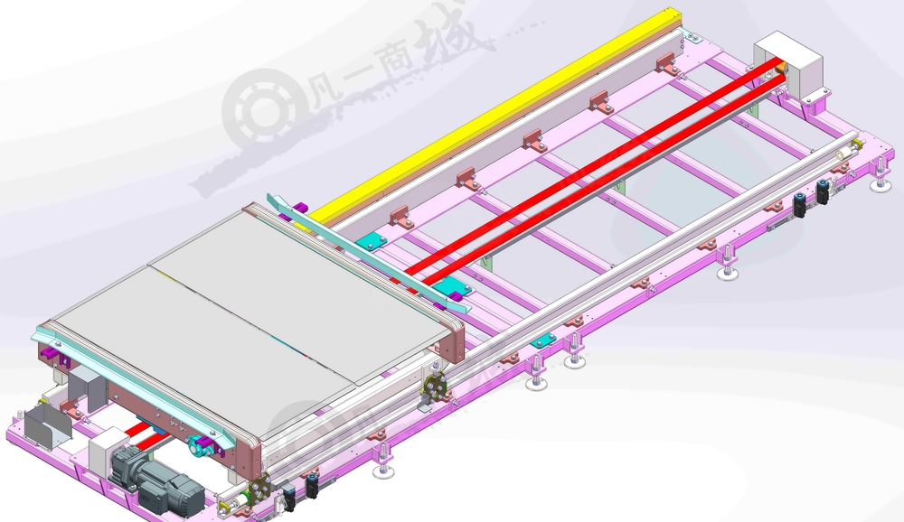 輸送機(jī)-同步帶驅(qū)動(dòng)托盤輸送機(jī)構(gòu)3D模型圖 模型截圖[1]