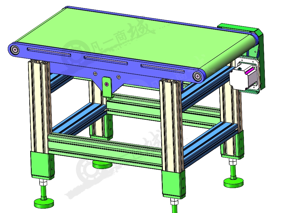 小型輸送工作臺-皮帶輸送機3D模型圖 模型截圖[2]