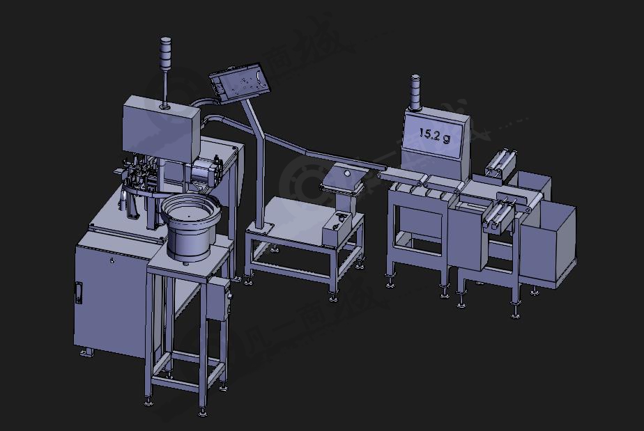 震動(dòng)篩選送料，滾筒輸送裝配設(shè)備模型3D圖 模型截圖[1]