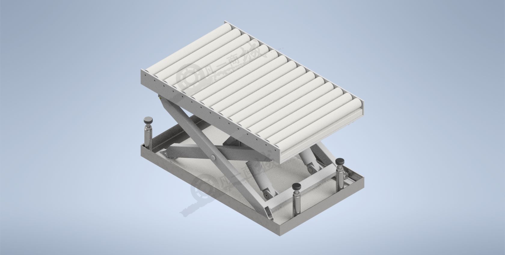可升降滾筒輸送機(jī)構(gòu)-剪刀式滾筒線3D模型 模型截圖[2]