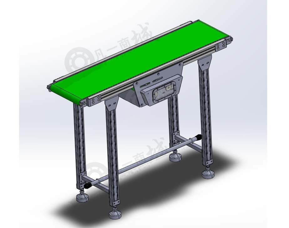 鋁型材框架中間驅(qū)動平皮帶輸送機(jī)3D模型 模型截圖[1]