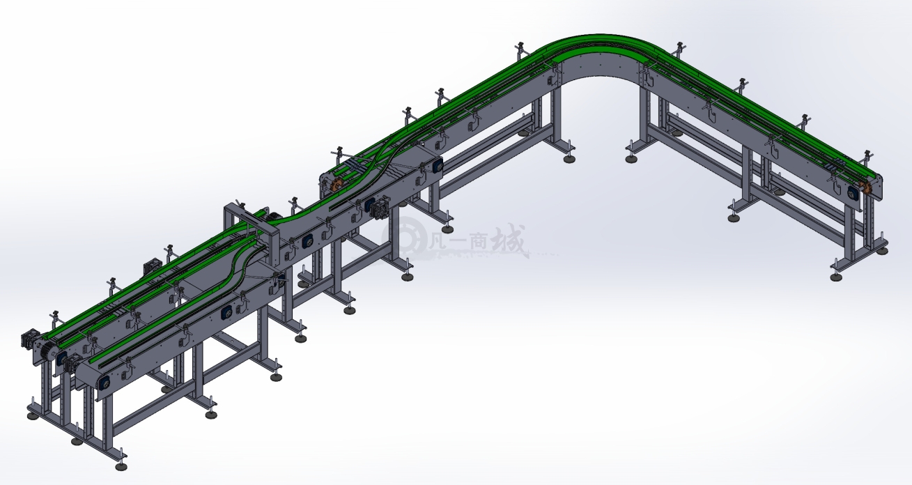 玻璃瓶分流輸送線-分揀線設計3D模型 模型截圖[1]