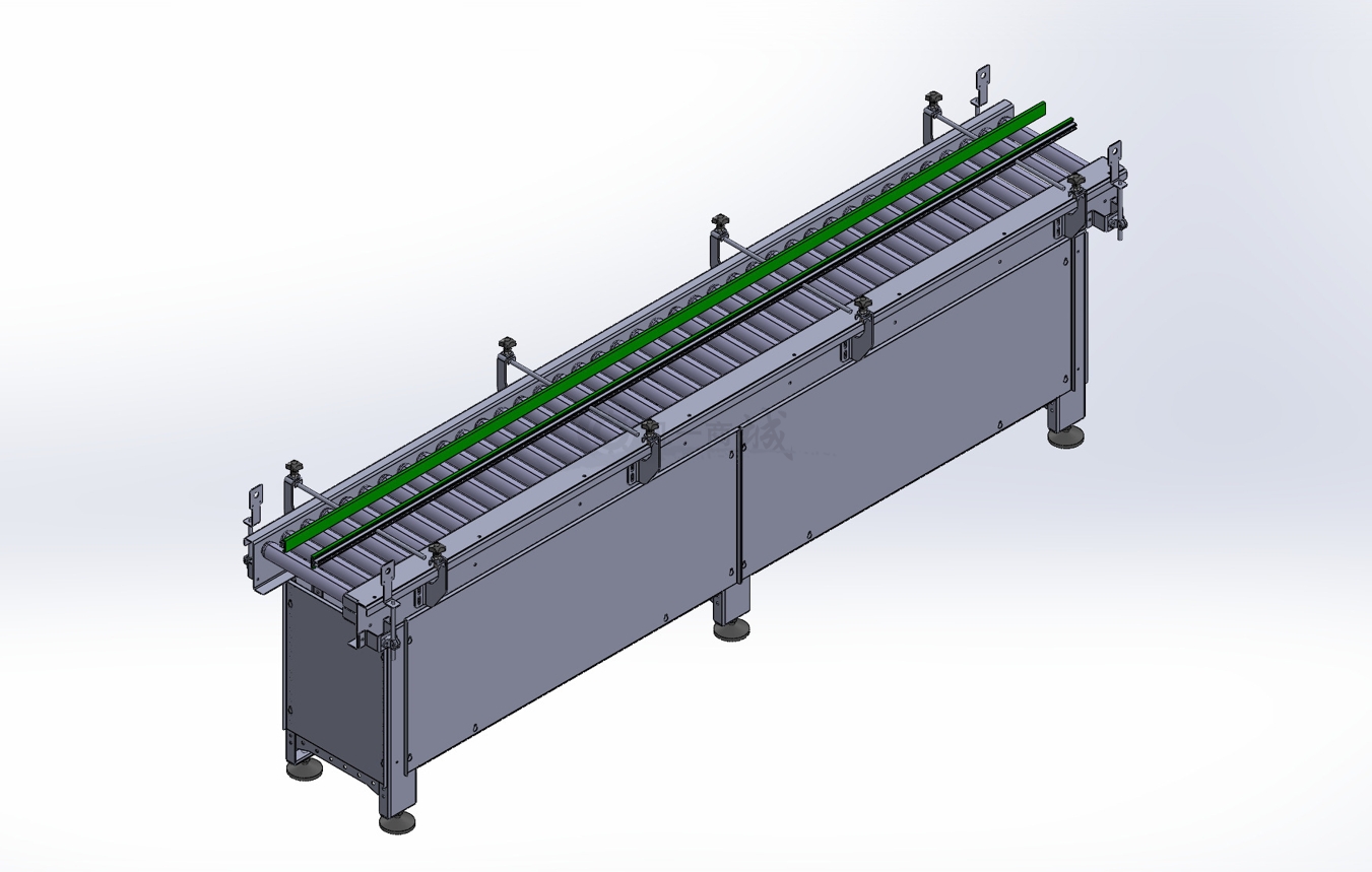 帶可調(diào)整擋板滾筒輸送機(jī)-車間流水線3D模型 模型截圖[1]
