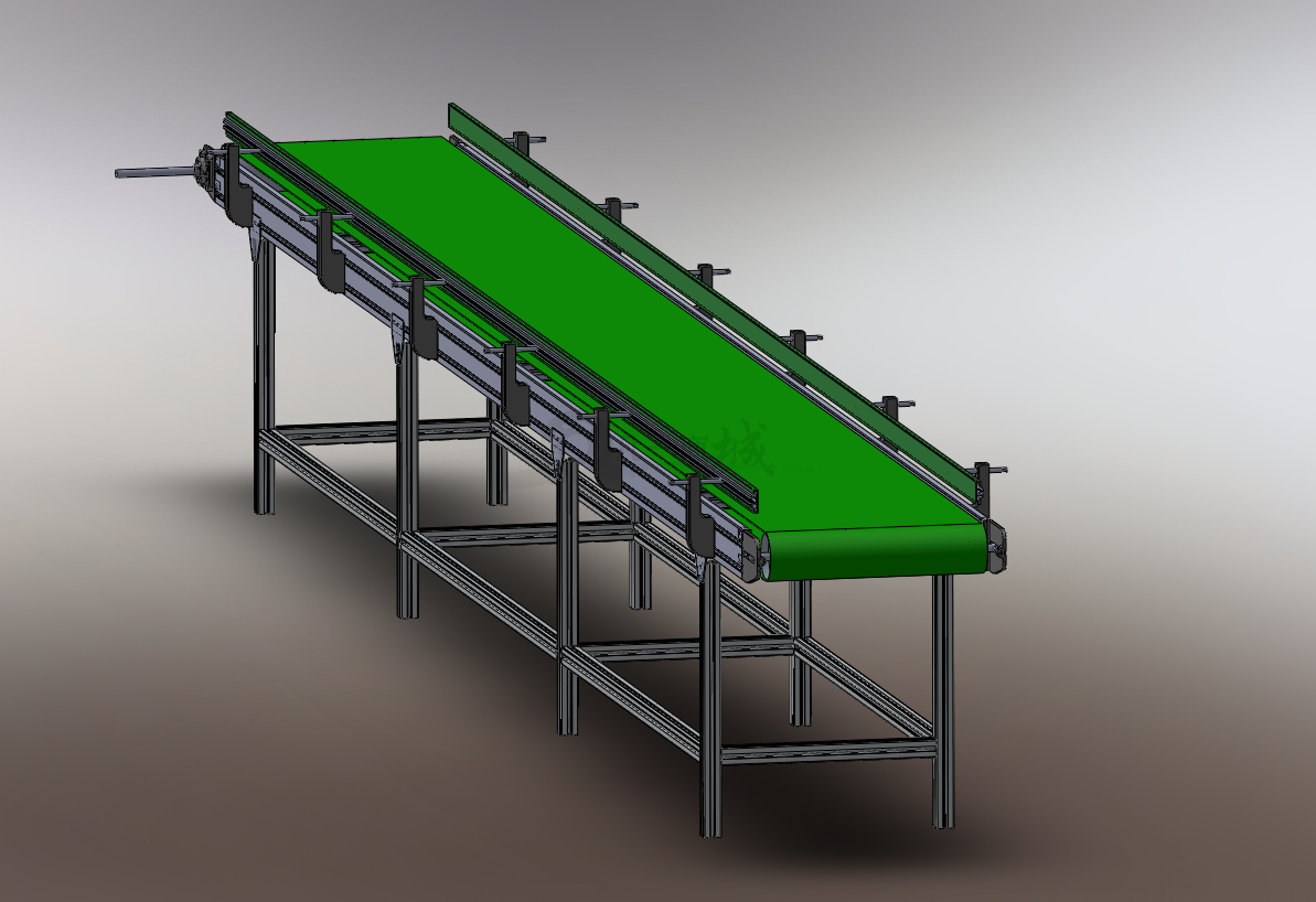 帶調(diào)整擋邊鋁型材框架輸送機設計3D模型圖 模型截圖[1]