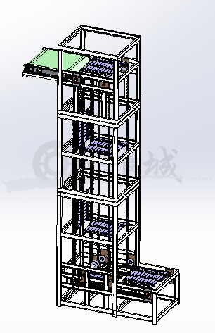 連續(xù)提升機(jī)裝配體-多層升降輸送機(jī)構(gòu)3D模型圖 模型截圖[1]