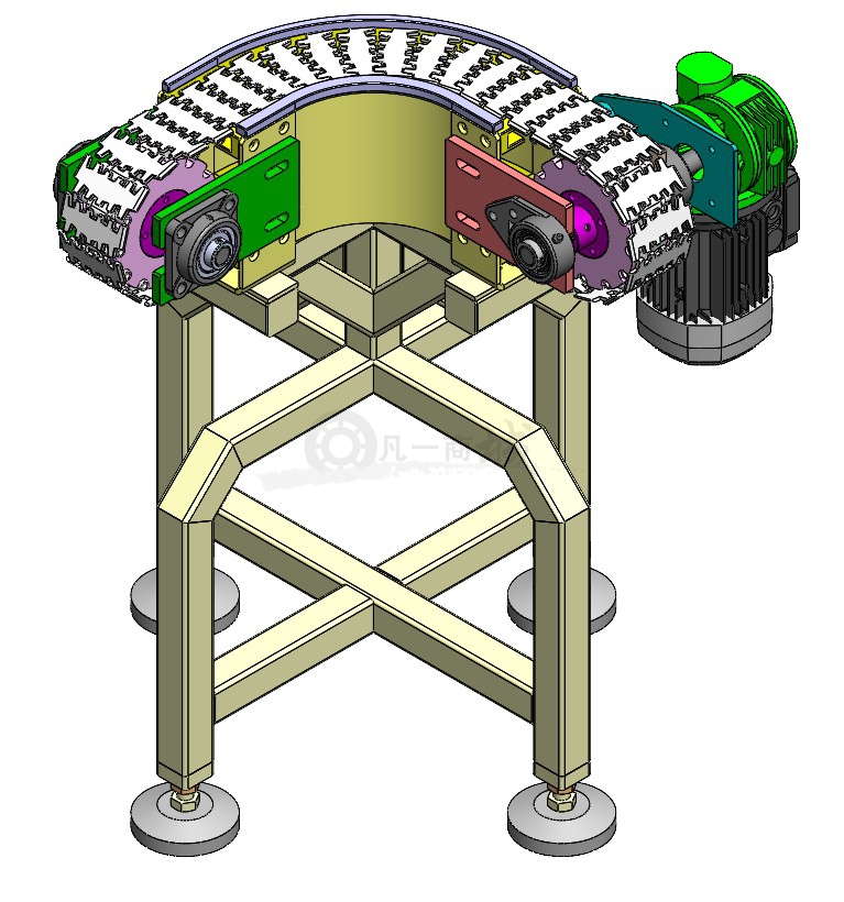 90度轉(zhuǎn)角 模塊鏈條輸送機(jī)3D模型圖 模型截圖[1]