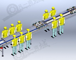 工人作業(yè)流水輸送線模型圖