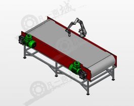 帶機(jī)器人搬運(yùn)輸送機(jī)3D圖
