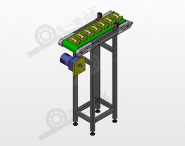 鋁型材支架小型皮帶輸送機3D圖