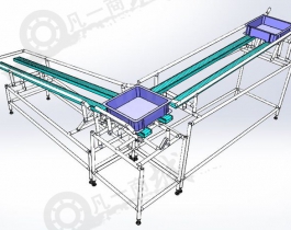90度拐彎無(wú)動(dòng)力滾子輸送機(jī)3D圖