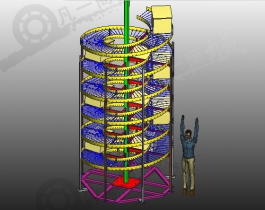 無動(dòng)力螺旋滾筒輸送機(jī)3D圖