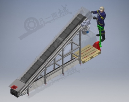 皮帶提升輸送裝入機3D圖